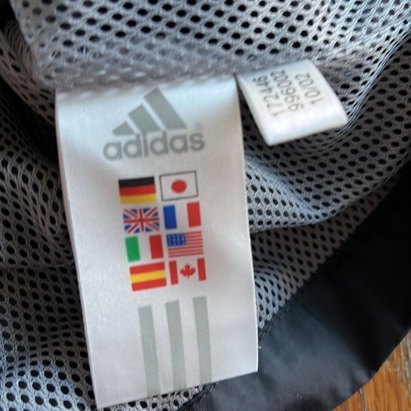 Adidas men’s nylon zip up windbreaker size medium pockets black with gray band - Picture 10 of 16